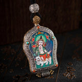 Hand-Painted Black and Gold Thangka