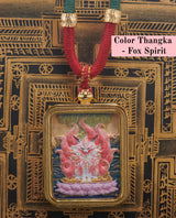 Brass 'Baokan' Manjushri Small Rectangle 3x4cm Color-Painted Tsa-Tsa Shrine Case