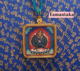 Brass 'Baokan' Manjushri Square 4x4cm Color-Painted Tsa-Tsa Shrine Case