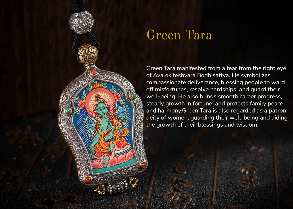 Hand-Painted Black and Gold Thangka